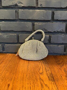 Vintage 1950s Forsum Silver Metallic Chain Mail Evening Bag Clutch Pouch